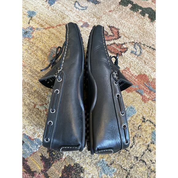 Vera Gomma 43 Sz 10 Driving Loafers Dress Moccasins Pull On Black Leather Italy - Picture 5 of 11